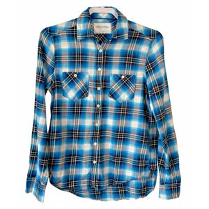Aeropostale Blue Plaid Casual Button Down Shirt Women Small Cotton 87